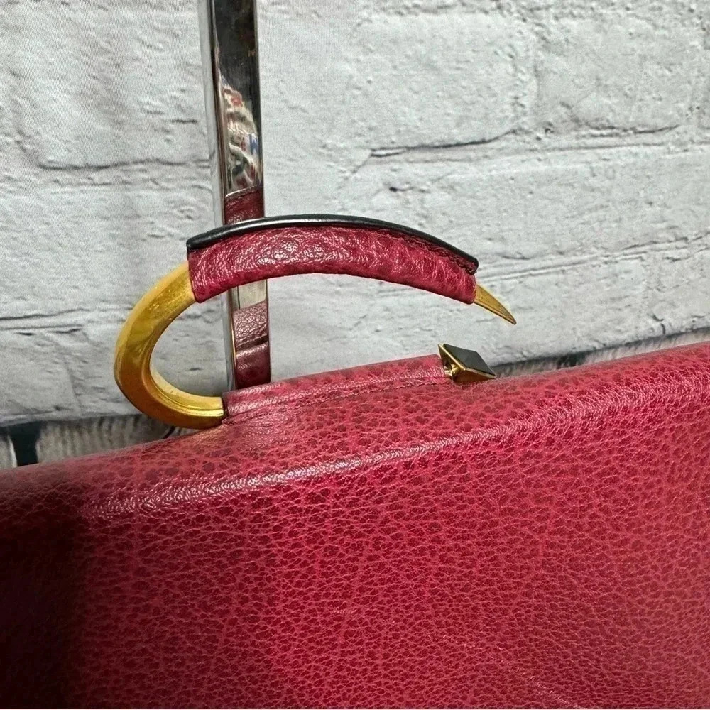 MAIYET Maroon Leather Messenger Bag w/ Gold Hardware Detachable Crossbody Purse - Picture 12 of 14